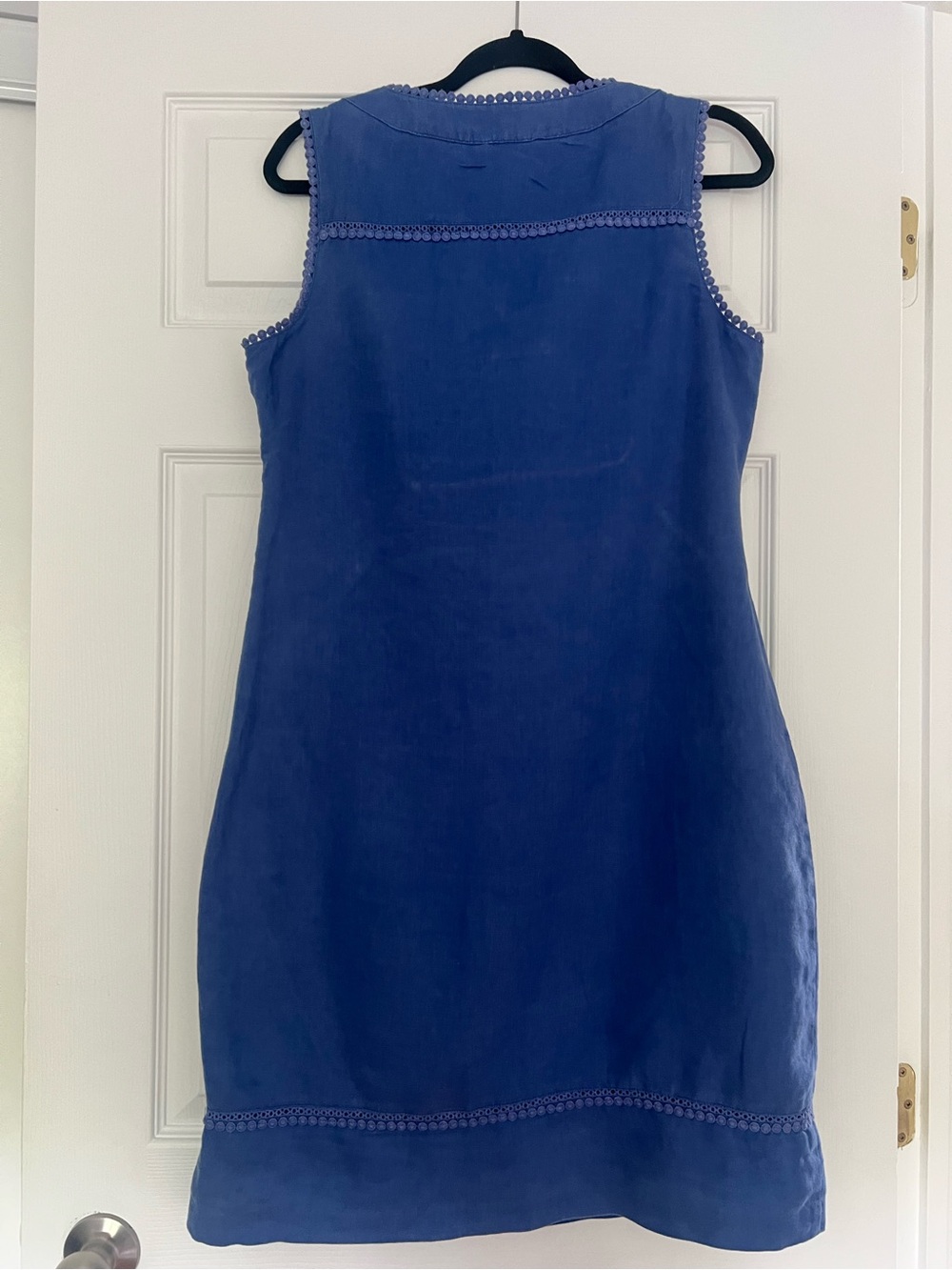 Boden 🇬🇧 Abigail 100% linen Blue Sleeveless Embroidered Dress - Picture 2 of 12